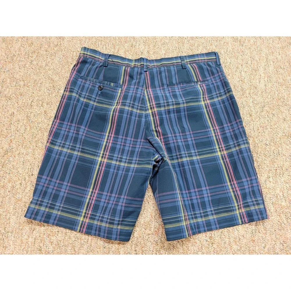 PGA‎ Tour Shorts Mens 36 Blue Plaid Pro Series Golf Performance Athletic Sports